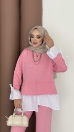 Gömlek Detaylı Oysh Takım - Pembe - Görsel 5