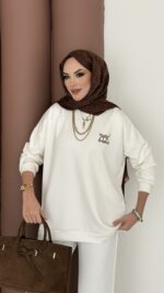 Logolu Premium Oysh İkili Takım - Beyaz - Görsel 4