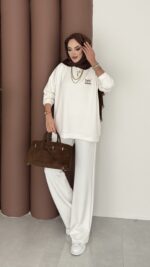 Logolu Premium Oysh İkili Takım - Beyaz - Görsel 2