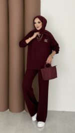 Logolu Premium Oysh İkili Takım - Bordo - Görsel 3