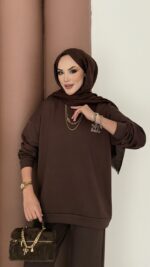 Logolu Premium Oysh İkili Takım - Kahverengi - Görsel 6