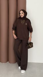 Logolu Premium Oysh İkili Takım - Kahverengi