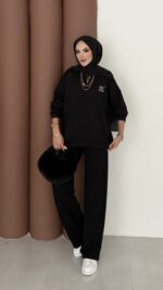 Logolu Premium Oysh İkili Takım - Siyah