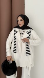 Blok Premium Şardonlu Ceket İkili Takım - Beyaz - Görsel 4