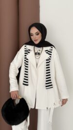 Blok Premium Şardonlu Ceket İkili Takım - Beyaz - Görsel 8