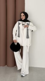 Blok Premium Şardonlu Ceket İkili Takım - Beyaz - Görsel 3