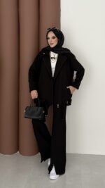 Blok Premium Şardonlu Ceket İkili Takım - Siyah - Görsel 2