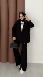 Blok Premium Şardonlu Ceket İkili Takım - Siyah - Görsel 3