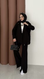 Blok Premium Şardonlu Ceket İkili Takım - Siyah