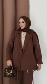 Blok Premium Şardonlu Ceket İkili Takım - Kahverengi - Görsel 7