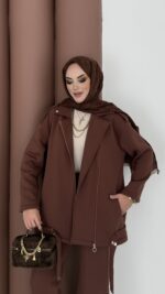 Blok Premium Şardonlu Ceket İkili Takım - Kahverengi - Görsel 5