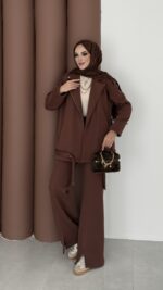 Blok Premium Şardonlu Ceket İkili Takım - Kahverengi - Görsel 3