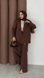 Blok Premium Şardonlu Ceket İkili Takım - Kahverengi - Görsel 4