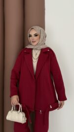 Blok Premium Şardonlu Ceket İkili Takım - Bordo - Görsel 8