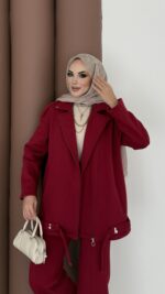 Blok Premium Şardonlu Ceket İkili Takım - Bordo - Görsel 6