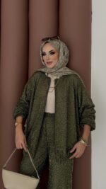 Glitter Bomber İkili Takım - Haki - Görsel 2