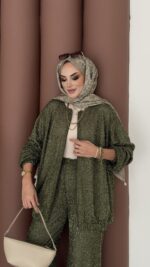 Glitter Bomber İkili Takım - Haki - Görsel 4