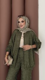 Glitter Bomber İkili Takım - Haki - Görsel 3