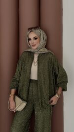 Glitter Bomber İkili Takım - Haki