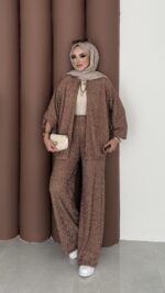 Glitter Bomber İkili Takım - Kahverengi - Görsel 5