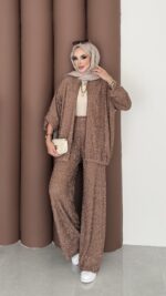 Glitter Bomber İkili Takım - Kahverengi - Görsel 3