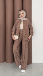 Glitter Bomber İkili Takım - Kahverengi - Görsel 4