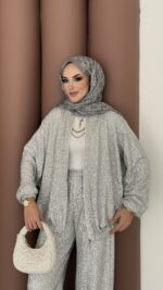 Glitter Bomber İkili Takım - Gümüş