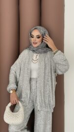 Glitter Bomber İkili Takım - Gümüş - Görsel 3