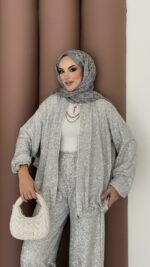 Glitter Bomber İkili Takım - Gümüş - Görsel 2