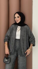 Glitter Bomber İkili Takım - Antrasit - Görsel 3