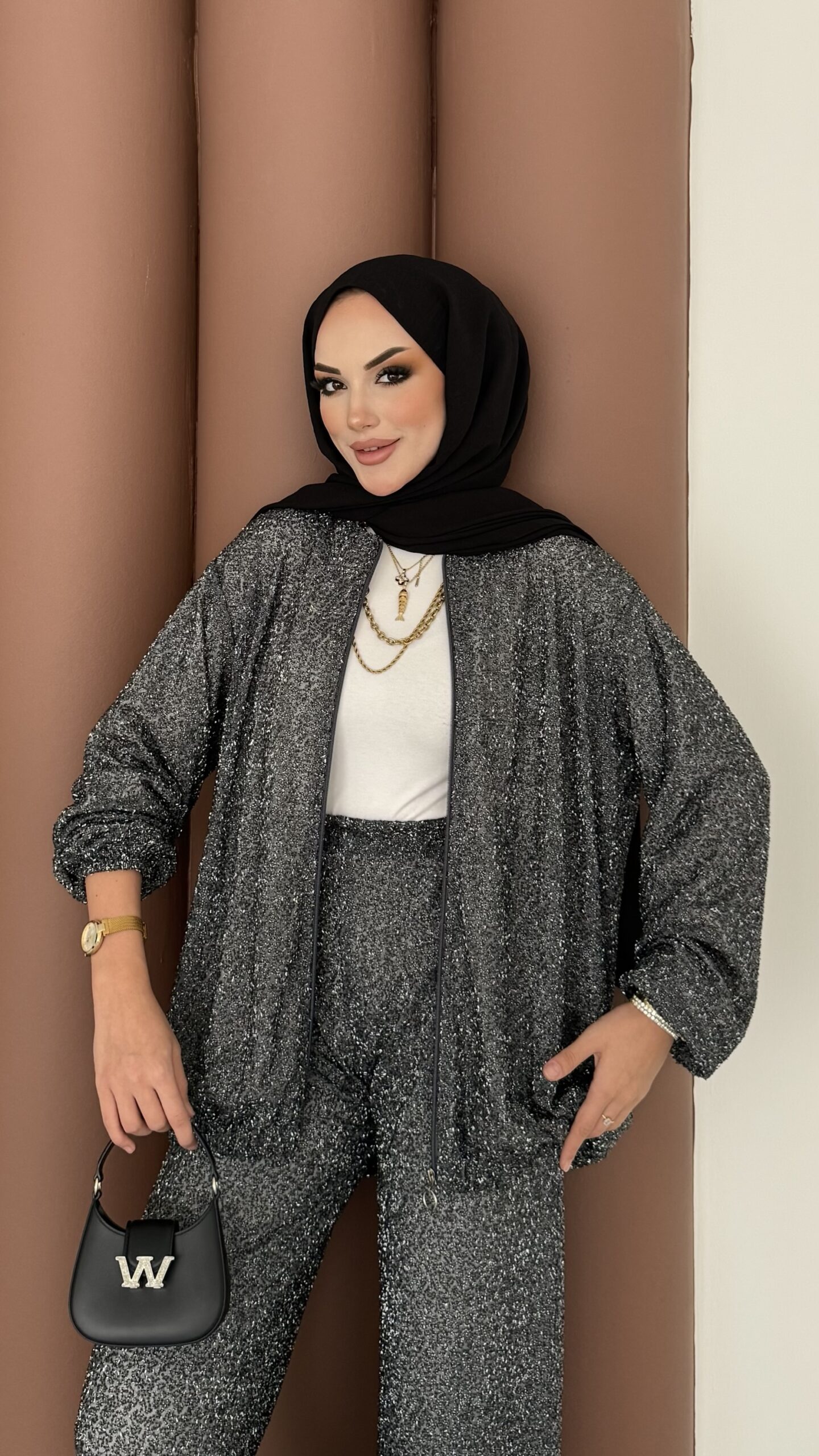 Glitter Bomber İkili Takım - Antrasit