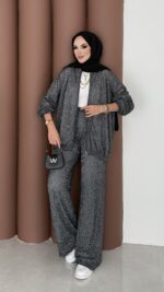 Glitter Bomber İkili Takım - Antrasit - Görsel 5