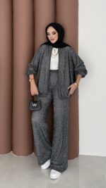 Glitter Bomber İkili Takım - Antrasit - Görsel 6