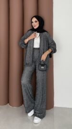 Glitter Bomber İkili Takım - Antrasit - Görsel 7