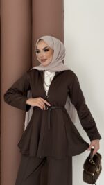 Elinnor Puf Scuba İkili Takım - Kahverengi - Görsel 5