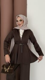 Elinnor Puf Scuba İkili Takım - Kahverengi - Görsel 4