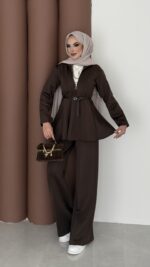 Elinnor Puf Scuba İkili Takım - Kahverengi - Görsel 2