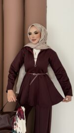 Elinnor Puf Scuba İkili Takım - Bordo - Görsel 7