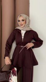 Elinnor Puf Scuba İkili Takım - Bordo - Görsel 5