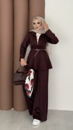 Elinnor Puf Scuba İkili Takım - Bordo - Görsel 2