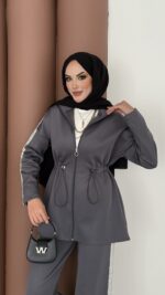 Glow Fermuarlı Scuba İkili Takım - Antrasit - Görsel 3