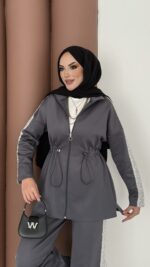 Glow Fermuarlı Scuba İkili Takım - Antrasit - Görsel 6