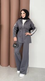 Glow Fermuarlı Scuba İkili Takım - Antrasit - Görsel 4