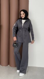 Glow Fermuarlı Scuba İkili Takım - Antrasit - Görsel 2