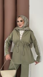 Glow Fermuarlı Scuba İkili Takım - Haki - Görsel 4