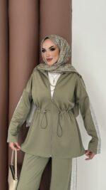 Glow Fermuarlı Scuba İkili Takım - Haki - Görsel 7