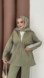 Glow Fermuarlı Scuba İkili Takım - Haki - Görsel 6