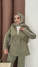 Glow Fermuarlı Scuba İkili Takım - Haki - Görsel 5