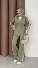 Glow Fermuarlı Scuba İkili Takım - Haki