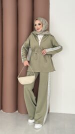 Glow Fermuarlı Scuba İkili Takım - Haki - Görsel 2